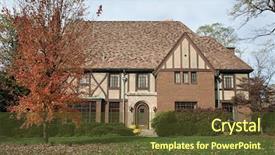 Presentation with tudor - Theme having english tudor home in fall background and a tawny brown colored foreground