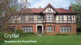  Presentation with tudor - PPT theme consisting of english tudor home with red background and a tawny brown colored foreground