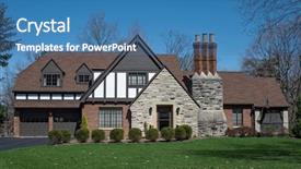  Presentation with tudor - Slide deck consisting of english tudor style house background and a teal colored foreground