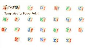  Presentation with white bricks - Theme consisting of english word - alphabet isolated set of bricks background and a cream colored foreground