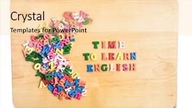  Presentation with wooden english letters alphabet - Audience pleasing PPT theme consisting of english words composed from colorful backdrop and a lemonade colored foreground