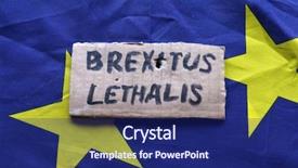  Presentation with brexit - Presentation design enhanced with world englishes - united kingdom exit from europe background and a navy blue colored foreground