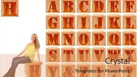  Presentation with abc - Theme featuring engraved and stained alphabet blocks background and a yellow colored foreground