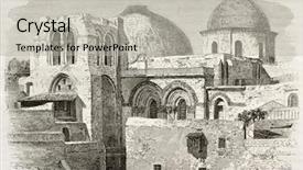  Presentation with holy quran old book - Audience pleasing PPT theme consisting of engraved illustration of the church backdrop and a light gray colored foreground