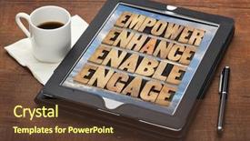  Presentation with empower - Audience pleasing theme consisting of motivational business concept - a collage backdrop and a tawny brown colored foreground