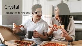  Presentation with theripist couch - PPT layouts having lady food - cheerful young couple sitting background and a light gray colored foreground