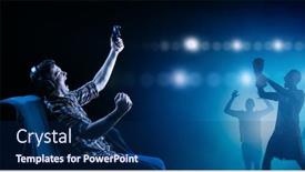  Presentation with mixed reality - Amazing PPT theme having enjoy the reality of game mixed media backdrop and a navy blue colored foreground