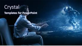  Presentation with mixed reality - Beautiful slide set featuring enjoy the reality of game mixed media backdrop and a navy blue colored foreground