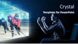  Presentation with mixed reality - Audience pleasing presentation theme consisting of enjoy the reality of game mixed media backdrop and a navy blue colored foreground