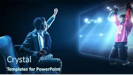  Presentation with mixed reality - Presentation theme enhanced with enjoy the reality of game mixed media background and a navy blue colored foreground