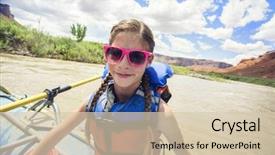  Presentation with fun - Presentation theme having enjoying a fun river raft background and a soft green colored foreground