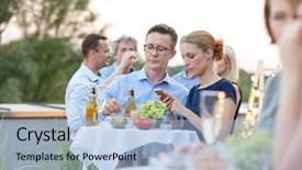  Presentation with wedding anniversary - Audience pleasing slides consisting of group of attractive business colleagues backdrop and a light blue colored foreground