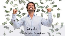  Presentation with rain - Presentation theme with enjoying a rain of money background and a light gray colored foreground