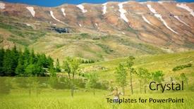  Presentation with green mountains - Amazing PPT theme having enjoying amazing nature of lebanon backdrop and a yellow colored foreground