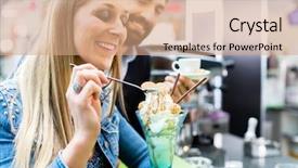  Presentation with ice cream sundae - Cool new presentation design with enjoying an ice cream sundae backdrop and a coral colored foreground