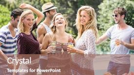  Presentation with barbecue - Beautiful theme featuring enjoying at outdoors barbecue party backdrop and a coral colored foreground