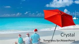  Presentation with christmas kids - Amazing PPT layouts having enjoying beach vacation on christmas backdrop and a light blue colored foreground