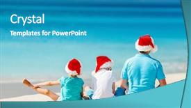  Presentation with christmas kids - Colorful slide set enhanced with enjoying beach vacation on christmas backdrop and a teal colored foreground