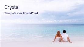  Presentation with romantic birthday couple celebrate - Cool new presentation theme with enjoying beautiful sea view side backdrop and a sky blue colored foreground