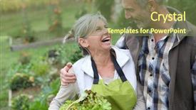  Presentation with wife - Colorful slide deck enhanced with enjoying being in kitchen garden backdrop and a violet colored foreground