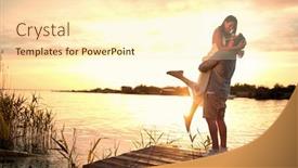  Presentation with romantic love - Audience pleasing PPT theme consisting of enjoying-by-the-river-romantic backdrop and a cream colored foreground