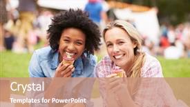  Presentation with summer event - Presentation theme enhanced with enjoying cupcakes at outdoor summer background and a coral colored foreground