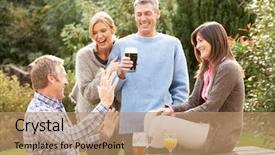  Presentation with beer garden - Presentation design with enjoying drink in pub garden background and a coral colored foreground