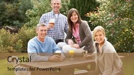  Presentation with beer garden - Audience pleasing presentation design consisting of enjoying drink in pub garden backdrop and a  colored foreground
