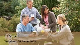  Presentation with beer garden - Presentation theme featuring enjoying drink in pub garden background and a  colored foreground