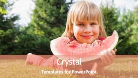  Presentation with elementary - Audience pleasing presentation theme consisting of enjoying eating slice of juicy backdrop and a coral colored foreground