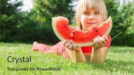  Presentation with elementary - Cool new slide set with enjoying eating slice of juicy backdrop and a yellow colored foreground