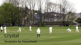  Presentation with english - Theme with enjoying english game of cricket background and a tawny brown colored foreground