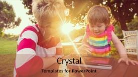  Presentation with free counseling - Audience pleasing theme consisting of enjoying free time using tablet backdrop and a red colored foreground