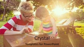  Presentation with free veterans day - PPT layouts featuring enjoying free time using tablet background and a coral colored foreground