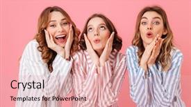  Presentation with three - Slide deck enhanced with enjoying girlish party during sleepover background and a lemonade colored foreground