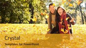  Presentation with fall season - Amazing theme having enjoying golden autumn fall season backdrop and a gold colored foreground