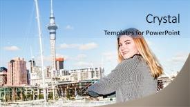  Presentation with teen girl - Cool new slide deck with enjoying her trip to auckland backdrop and a light blue colored foreground