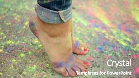  Presentation with indian festival - PPT theme enhanced with enjoying holiness - female legs with indian dyes background and a coral colored foreground