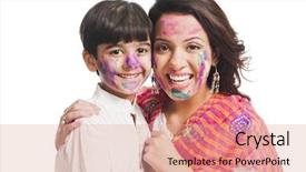  Presentation with holi festival - Colorful presentation design enhanced with enjoying holiness - portrait of a woman backdrop and a coral colored foreground