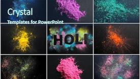  Presentation with holi festival - Beautiful slides featuring enjoying holiness - set of colorful powders backdrop and a  colored foreground
