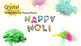 Presentation with holi festival - PPT layouts with enjoying holiness - set of colorful powders background and a  colored foreground