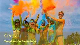  Presentation with color powder - Amazing slide set having enjoying holiness - young friends colored with color backdrop and a tawny brown colored foreground