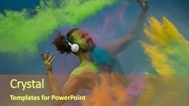  Presentation with music headphones - Beautiful slide deck featuring enjoying holiness - young guy listening music backdrop and a tawny brown colored foreground