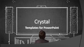  Presentation with cinema - Colorful slide set enhanced with enjoying home cinema system backdrop and a dark gray colored foreground