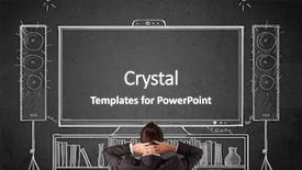  Presentation with home - Presentation design having enjoying home cinema system background and a dark gray colored foreground
