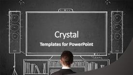  Presentation with cinema - Presentation design consisting of enjoying home cinema system background and a dark gray colored foreground