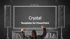  Presentation with sound - Slide set with enjoying home cinema system background and a dark gray colored foreground
