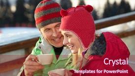  Presentation with curcuma drink - Beautiful theme featuring enjoying hot drink in cafe backdrop and a crimson colored foreground