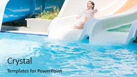  Presentation with poor children educaion - Cool new slide deck with enjoying in pool water slide backdrop and a light blue colored foreground
