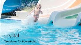  Presentation with water - Amazing slide set having enjoying in pool water slide backdrop and a light blue colored foreground